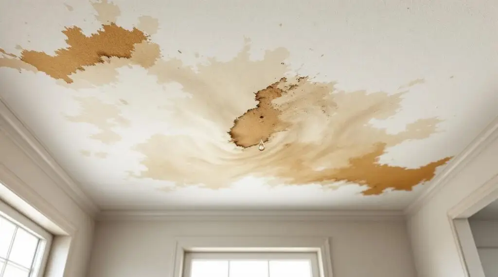 Restoration professional using thermal imaging to detect hidden moisture in a water-stained ceiling in Hawaiian Gardens.