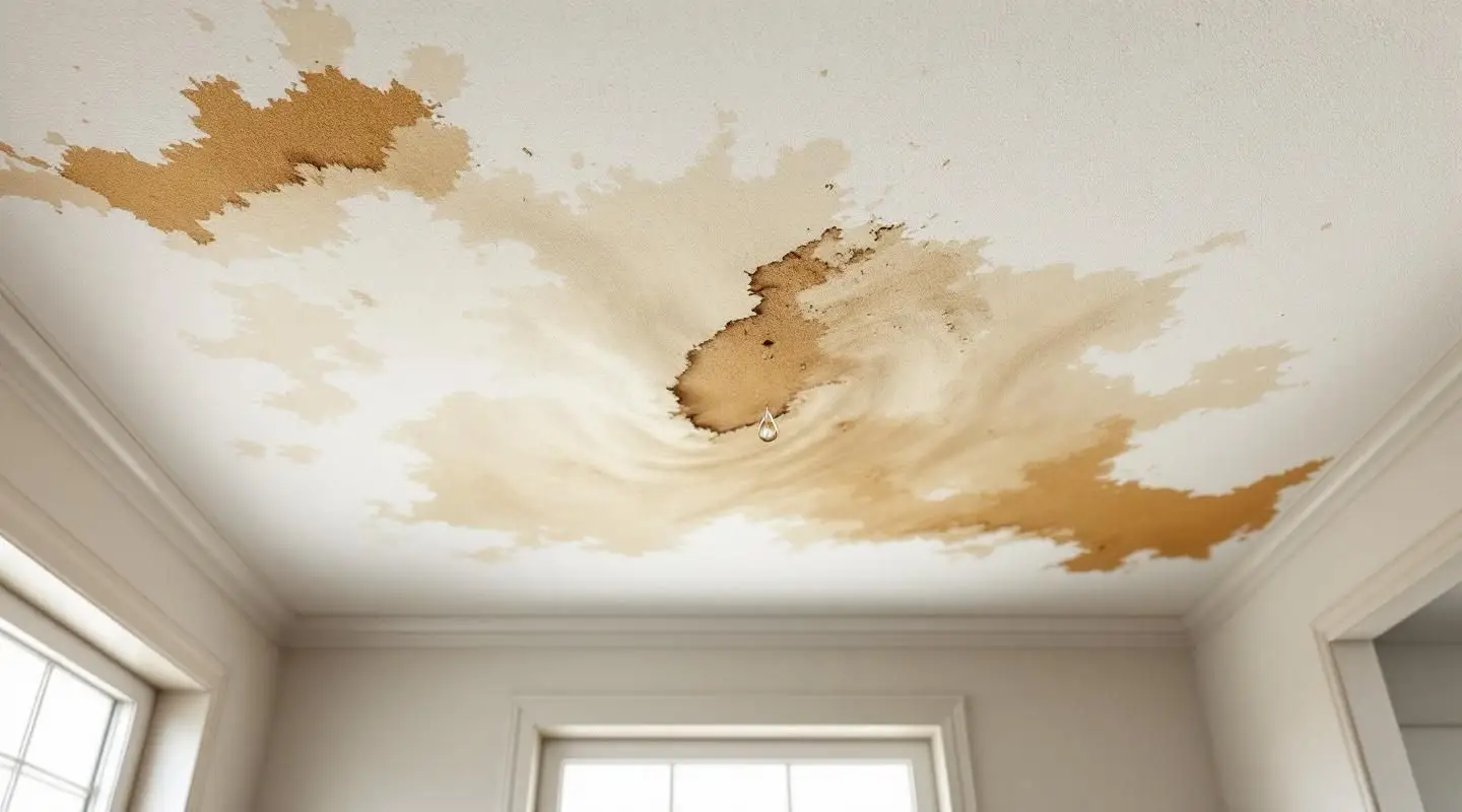 Restoration professional using thermal imaging to detect hidden moisture in a water-stained ceiling in Hawaiian Gardens.