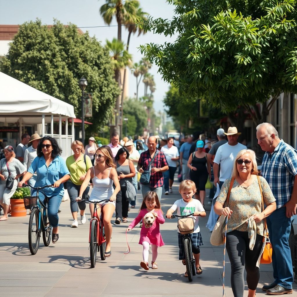 A scenic view of Historic Main Street in Garden Grove, showing the blend of classic architecture and local small businesses.