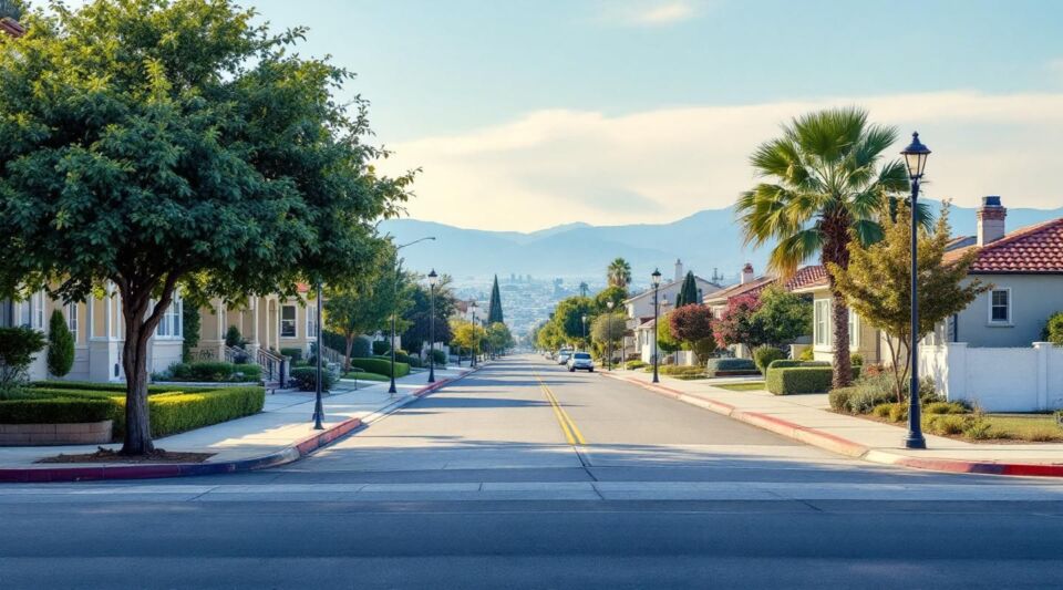 A professional restoration van parked on a residential street in Cypress, CA, featuring 1960s-era ranch-style homes.