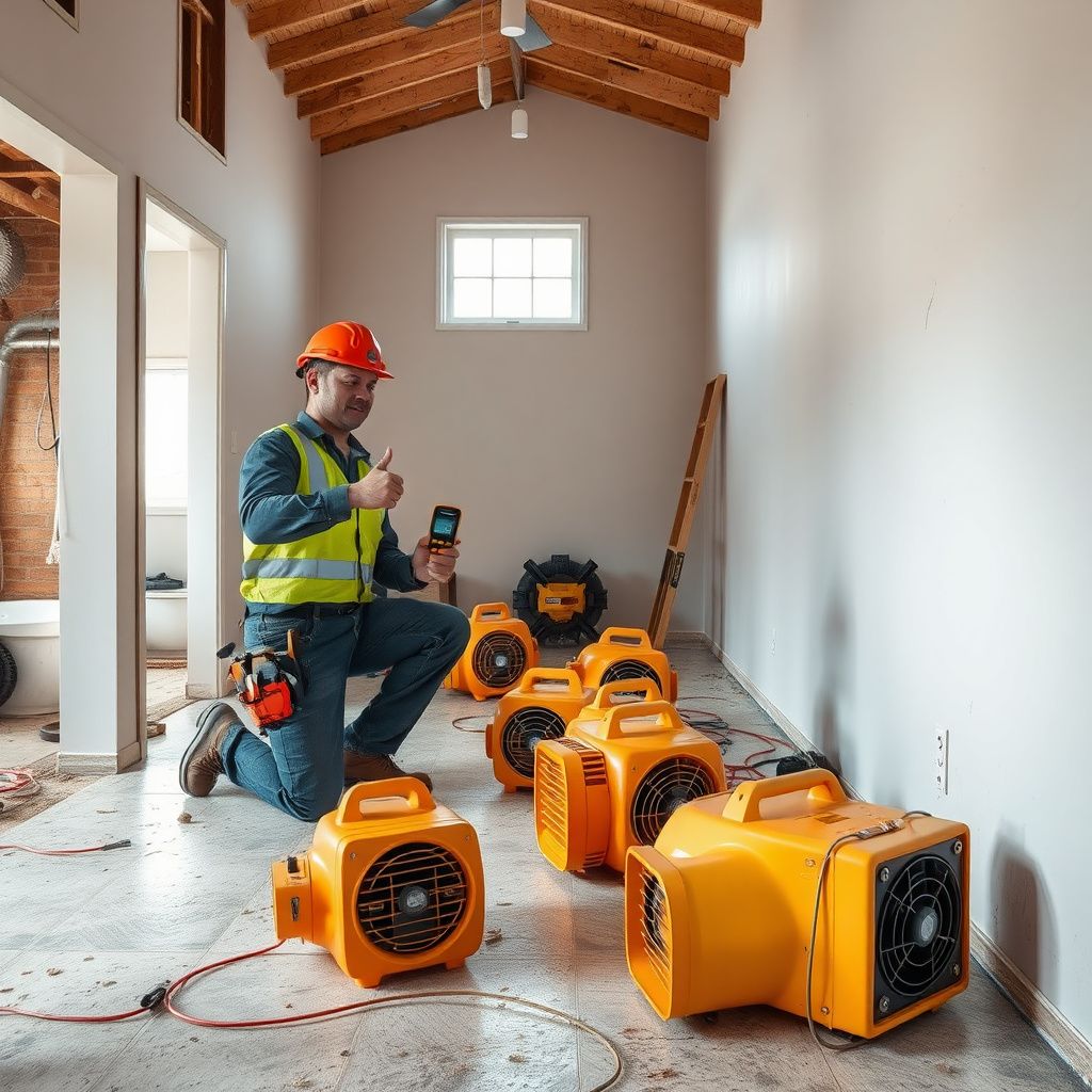 A professional restoration technician using a moisture meter to check for hidden water damage behind a Norwalk home's wall.